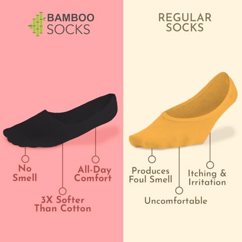 Image of HEELIUM Bamboo No Show Socks for Men | Odour Free & Breathable | 3X Softer Than Cotton Socks | Low Cut Socks | Size (UK 6-10)