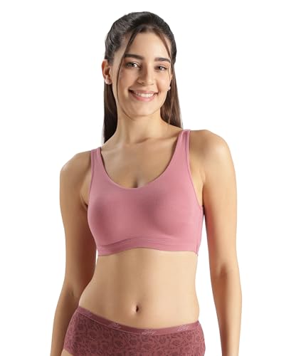 Image of Jockey 1550 Women's Super Combed Cotton Elastane Stretch Slip On Crop Top with Stay Fresh Treatment Bra
