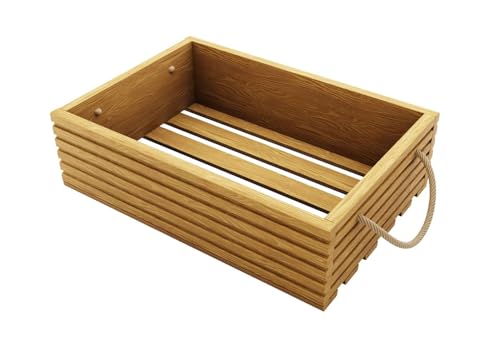 BOGATECO Caja de madera natural | 50 cm x 35 cm x 14,5 cm | Caja de madera | Cajas decorativas de madera | Caja de frutas | Caja de verduras | Caja de madera para almacenamiento | Caja | Marrón claro