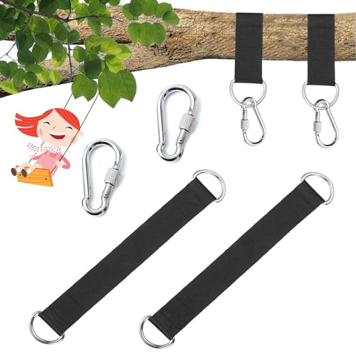 Lot De 2 Sangliers Balançoire Nylon 55 Cm Avec Mousquetons - Pour Hamac, Siège Balançoire, Montage Arbre