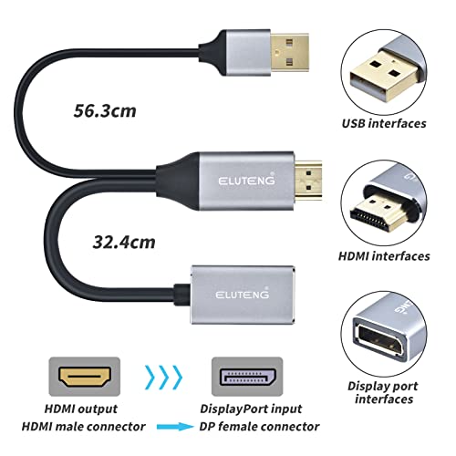 Eluteng Hdmi To Displayport Adapter 4K@60Hz With Usb Power Hdmi Male To Dp Female Converter Cable For Ps4/Ps5/Xbox One/Ns Mac Laptop Monitor #TOP1