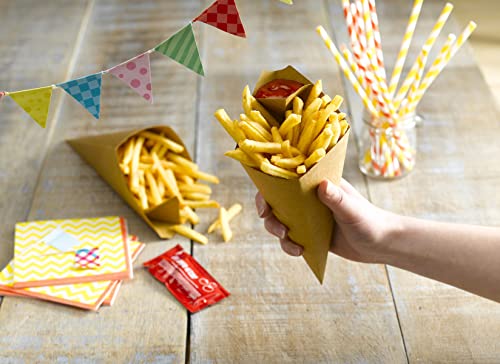 Image of PACKNWOOD 210CONFR1BLK - Paper Cone Cup - Black Paper Cones with Built in Dipping Sauce Compartment - Grease-Resistant, and Leak-Proof - Finger Food Cones - (5 oz capacity) (7.5 inch x 4.5 inch) (Pack of 500)