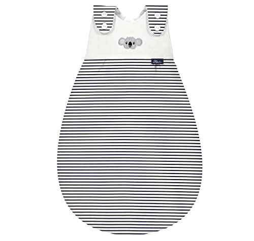 Dein Kinderland Alvi Außensack Baby Mäxchen organic cotton im SET mit Babylöffel | Babyschlafsack | Ganzjahresschlafsack | Bio-Baumwolle | Organic Cotton | anschmiegsam (ringlets koala navy, 62-68)