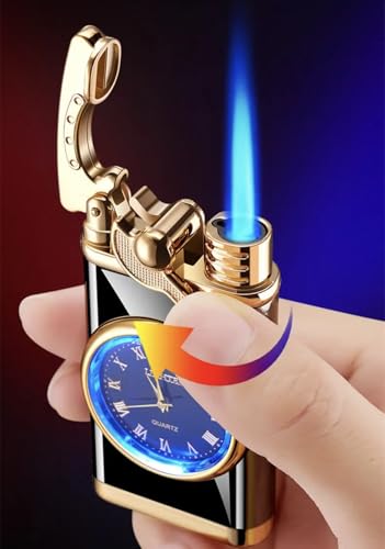 Encendedor Vintage a Prueba de Viento con Reloj y Llama Doble miniatura 2