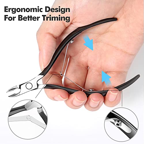 Cuticle Trimmer Cuticle Cutter Clippers - Ejiubas Cuticle Remover Tool Professional Stainless Steel Cuticle Scissors Manicure Pedicure Tool For Fingernails Not Include Cuticle Pusher Black Christmas #TOP3