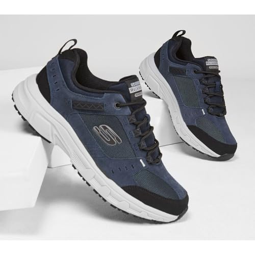 Skechers Herren Oak Canyon Sneaker, Navy Leather Pu Mesh Black Trim, 43 EU
