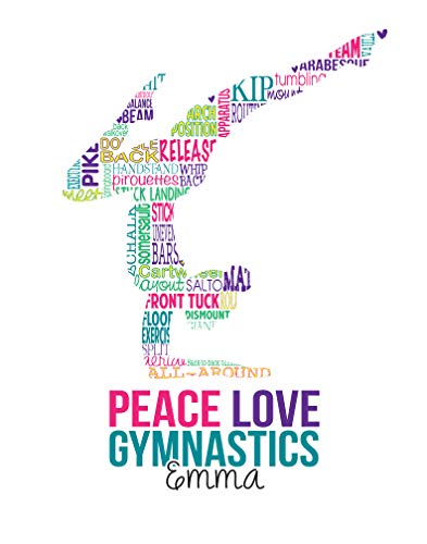 Gymnastics Personalized Silhouette Typography Print -Printchicks Gymnast Peace Love Custom Poster Wall Decor #TOP3