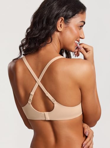 DOBREVA Women's Lightly Padded Balconette Bra Tshirt Supportive Demi Underwire Plus Size3