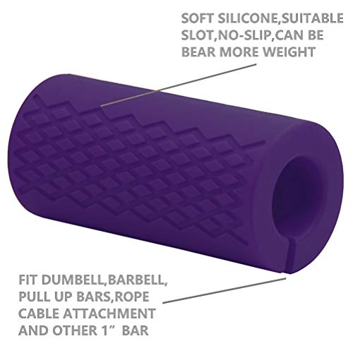 Strainho Non-Slip Barbell Grips - Weight Bar Adapter For 1 Inch Barbell, Dumbbell,Pull Up Bar,Triceps Rope,Resistance Band Handle - Thick Bar Grips Arm Muscle Strength Training Sold In Pair (Purple) #TOP1