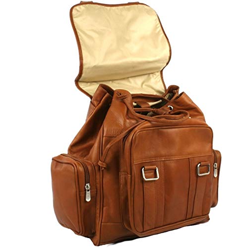 Double Loop Flap-Over Laptop Backpack, Saddle, One Size4