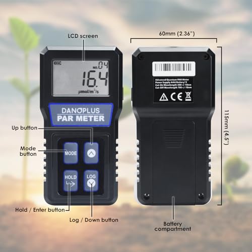 Image of PAR Meter, Par Meter for Reef Tank IP68 Waterproof Aquarium PAR Meter, 400-700nm Spectral Range PPFD Meter Data Logger, 37 inch Telescopic Pole, 79'' Sensor Cable Included