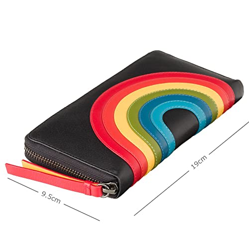 VISCONTI Happy Rainbow Collection Von Leather Zip Around Purse RFID HR82 (Black)2