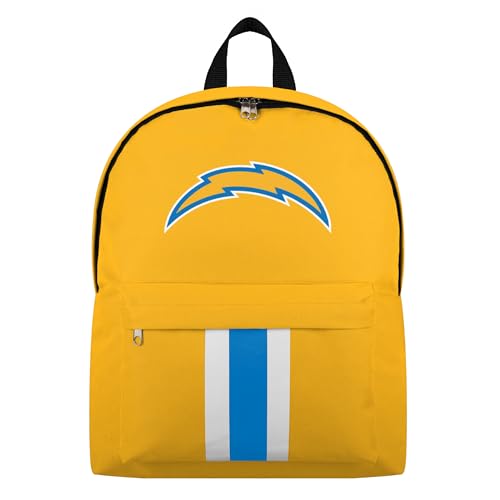 FOCO NFL Officially Licensed Team Color Primary Logo Solid Stripe Football School Bag Travel Backpack - Los Angeles Chargers - Yellow