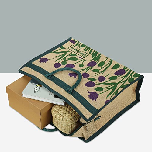 Image of DOUBLE R BAGS Jute Eco-Friendly Tote Bag: Stylish, Spacious, and Sustainable - Perfect for Everyday Errands and Adventures. (Pack of 4)