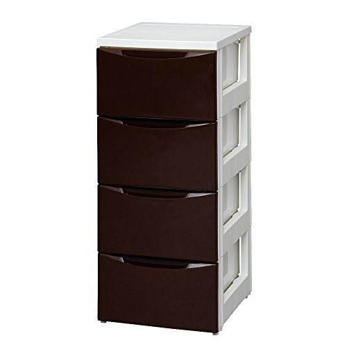 アイリスオーヤマ チェスト スリム 4段 幅32.4×奥行41×高さ80.5cm ホワイト / ブラウン 白 プラスチック COD-324