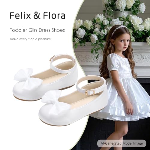 Image of Felix & Flora Toddler Flower Girl Dress Shoes - Baby Girl Ballet Mary Jane Flats for Party School Wedding