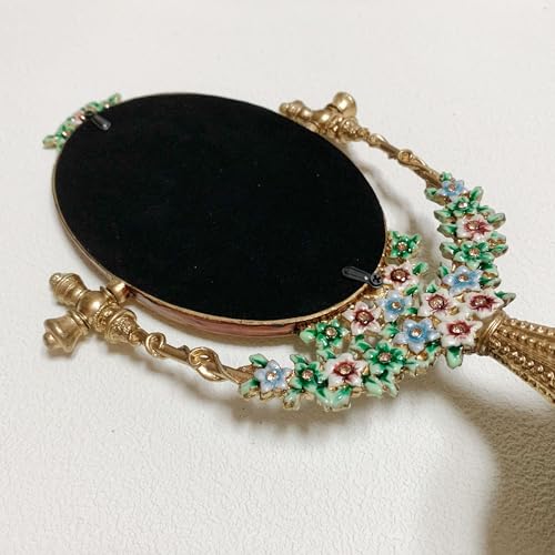 Espejo de maquillaje ovalado vintage para tocador miniatura 5