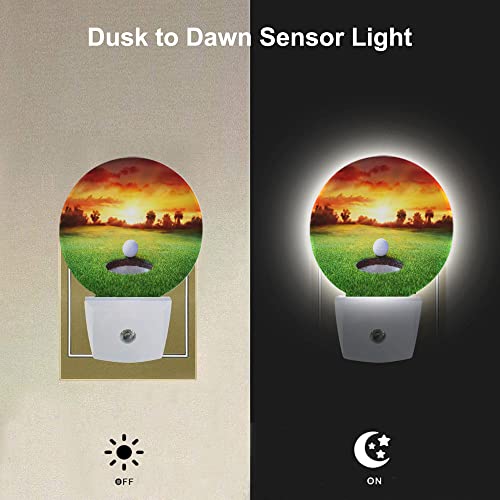 Image of EKOBLA Golf Ball Night Light, Golf Course Grassland Night Lights Plug Into Wall with Auto Sensor for Bedroom and Bathroom