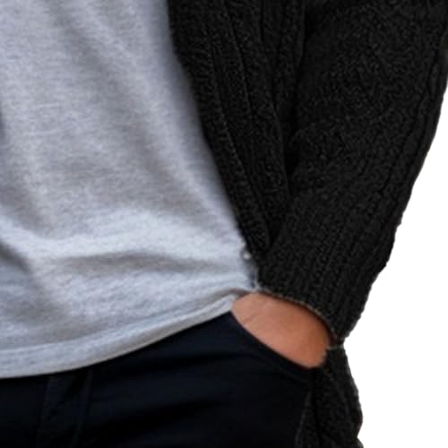 Men's Button Down Cable Long Sweater Cardigan Long Sleeve Shawl Collar Sweater Loose Fit Knit Winter Sweaters4