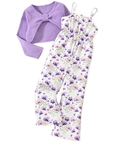 Image of HIHA Girls Sleeveless Jumpsuits Outfit Long Sleeve Twist Front Tops Romper Clothes Set Size 4-12