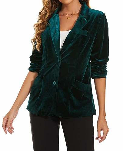 MINTLIMIT Womens Velvet Blazer Suit Jacket Casual Work Office Long Sleeve Fully Lined Blazer Jacket with Pocket Outerwear3