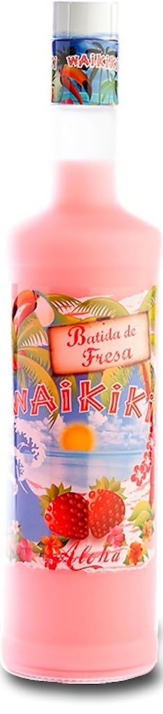 Batida de Fresa Waikiki Erdbeerlikör mit Sahne - Exotischer Genuss mit tropischem Flair. 0,7 L, Alk. 16% Vol.