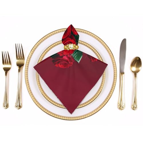 Servilletas de Tela Rojas y con Rosas 6 Unidades miniatura 3