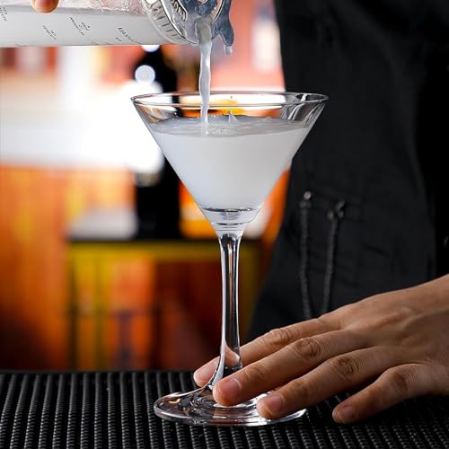 Image of BINZO Martini Cocktail Glasses, Set of 6, 190 ml, Classic Stem Glassware for Mocktail, Cold Drinks, Juice, Wine, Parties, Gift, Cosmopolitan, Margarita, Bar Home, Manhattan, Pack of (6)
