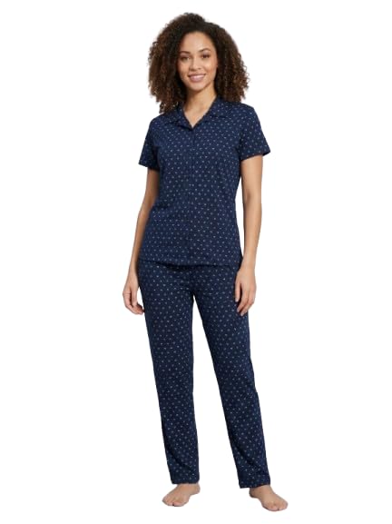 xenios | Printed Cotton Blend Night-Suit-C4-NAVY-picture-3