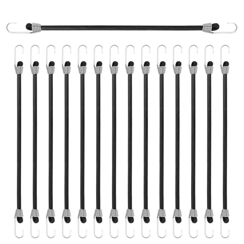 Spanngummi mit Haken, 15 Stück Robuste Gummispanner 28cm Vielseitig für Gepäck, Fracht und Mehr - Strapazierfähige Expander mit Haken für Transport, Camping & Haushalt