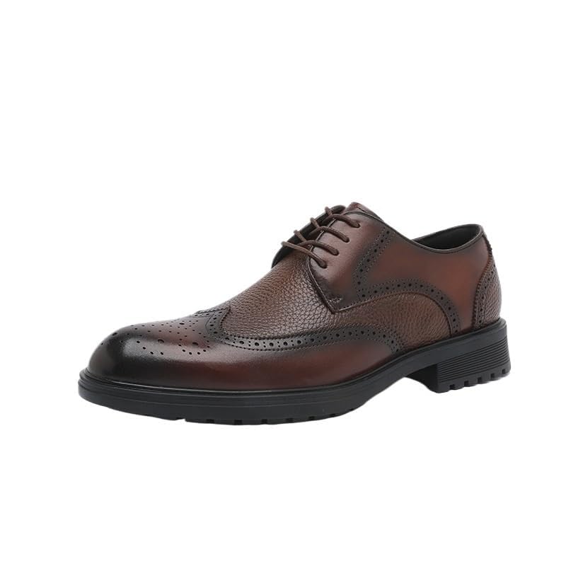 Leather Mens Formal Shoes Round Toe Classic Lace-up Formal Oxford Business Work Office Dress Shoes - Main Image