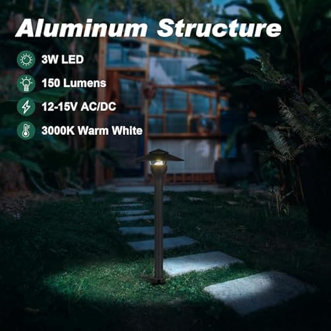Low Voltage Pathway Lights LED Landscape Lights 4.5W 3000K Warm White Cast-Aluminum