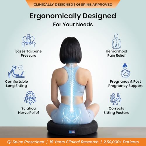 Image of Donut Pillow for Tailbone Pain | 5-Year Warranty | Coccyx Cushion for Hemorrhoids, Piles, Fistula, Sciatica, Pregnancy Pain | Car Seat Cushion for Office Chair | Orthopedic Ring Pillow | Up to 100 Kgs