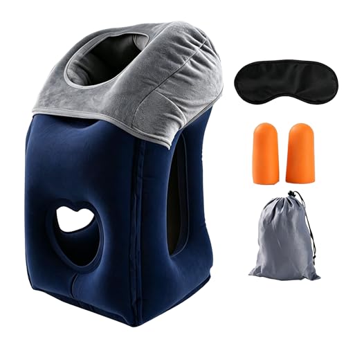 Almohada Inflable de Cuello Azul para Viajes miniatura 1