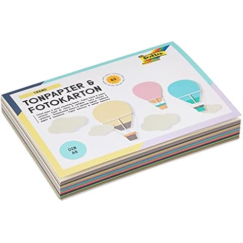 folia 6603 - Bastelblock Trend Tonpapier & Fotokarton DIN A6, 30 Blatt Tonpapier und 30 Blatt Fotokarton sortiert in 15 Pastellfarben, handlicher Block mit Kopfleimung Cover