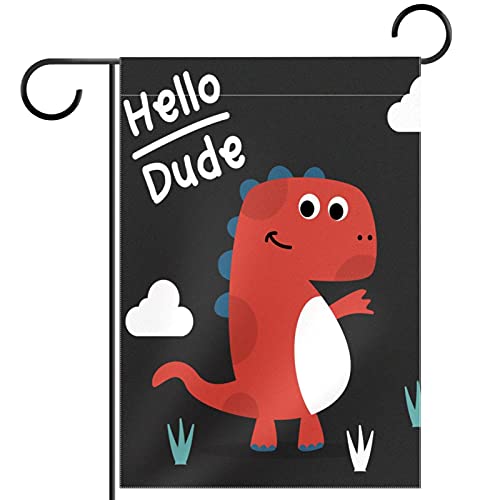 Drapeau de jardin dinosaure Hello Welcome pour animer votre entrée de maison en été
