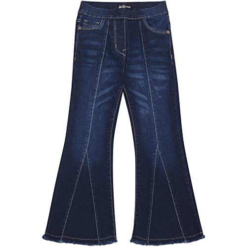 Girls Comfort Denim Jeans Stretchy Pants Dark Blue Flared Bell