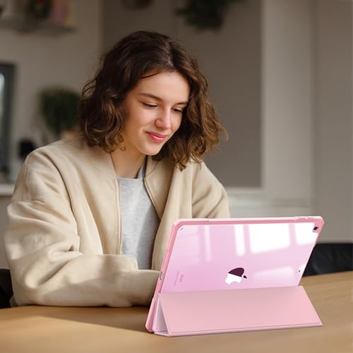 Image of Fintie Hybrid Slim Case for iPad 9th / 8th / 7th Generation (2021 /2020 / 2019) 10.2 Inch - [Built-in Pencil Holder] Shockproof Cover with Clear Transparent Back Shell, Baby Pink