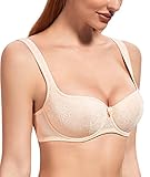DotVol Damen Balconette BH Große Größen Unterwäsche Breite Träger Leicht Gepolstert Lingerie mit Bügel Spitzen(Beige,75D)