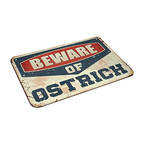 Grand tapis d'extérieur 65x90 cm avec inscription humoristique Beware of Ostrich