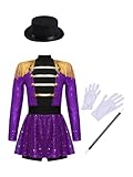 Body à paillettes, accessoires assortis avec chapeau, baguette magique et gants pour un look cirque