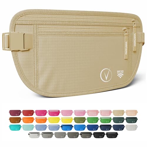 Vantamo Money Belt with RFID For Men & Women, Hidden Passport Holder for Travel, 2 Compartment Travel Fanny Pack for Women Anti Theft by Vantamo - Used condition - US$23.74