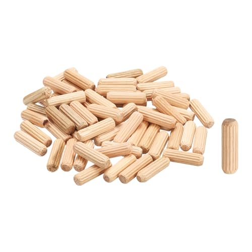 QUARKZMAN Clavijas De Madera 1/4'x 13/16' (6mm x 20mm) Barras Rectas De Clavija Clavijas Estriadas De Madera Para Manualidades Muebles DIY Dura Contenido 50