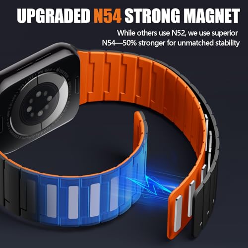Image of SNBLK Magnetic Watchband Compatible with Apple Watch for Men 44mm 45mm 46mm 49mm 42mm 41mm 40mm 38mm Women, Silicone Sport Strong Magnet Strap for iWatch Series 11 Ultra 3 Ultra 2 Se 10 9 8 7 6 5 4 1