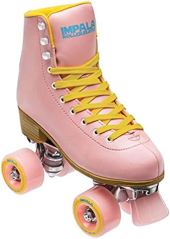 Impala RollerSkates Women's Lace-Up Rollerskates, Pink/Yellow (PNK/YLLW), 7