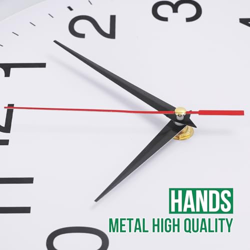 bakbrand Wall Clock Metal Frame Silent Non-Ticking Round Indoor Clock Analog Battery Operated Modern Stainless Steel Wall Clocks for Office, Hotel, Bedroom, Living Room (Silver-Metal Frame, 12inch) by bakbrand - Used condition - Image 6