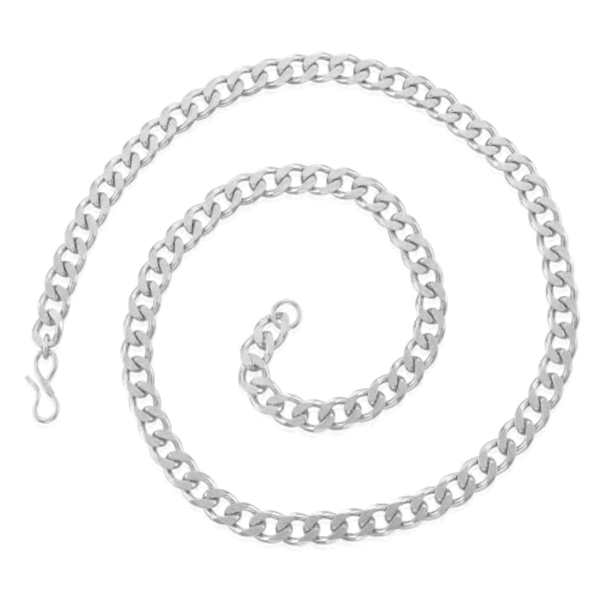 Stainless Steel Silver-Plated Heavy Cuban Link Chain Necklace for Men