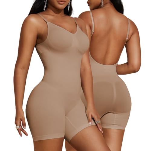 Paukee Women's Backless Shapewear Bodysuit Tummy control Shorts Seamless Body Shaper Light Body Sculpting