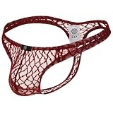 GNFVQLLE Mens Thong Underwear Male Lace G String Sissy Clothes Breathable Panties Wine Red