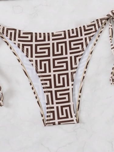 Image of ZAFUL Womens Printed Triangle Bikinis 2 Piece Halter Bikini Sets High Cut Bathing Suit Side Tie Swimsuits